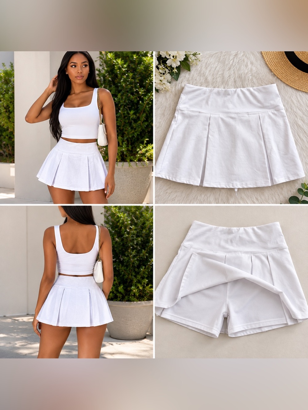 Women’s White Pleated Skort - Casual Activewear